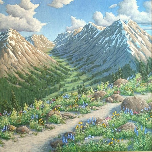 An Alpine Trail 24x24 $1700 at Hunter Wolff Gallery